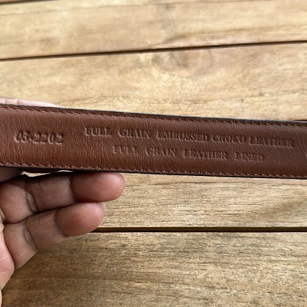 Crocodile  Brown Mens Leather Belt 48
